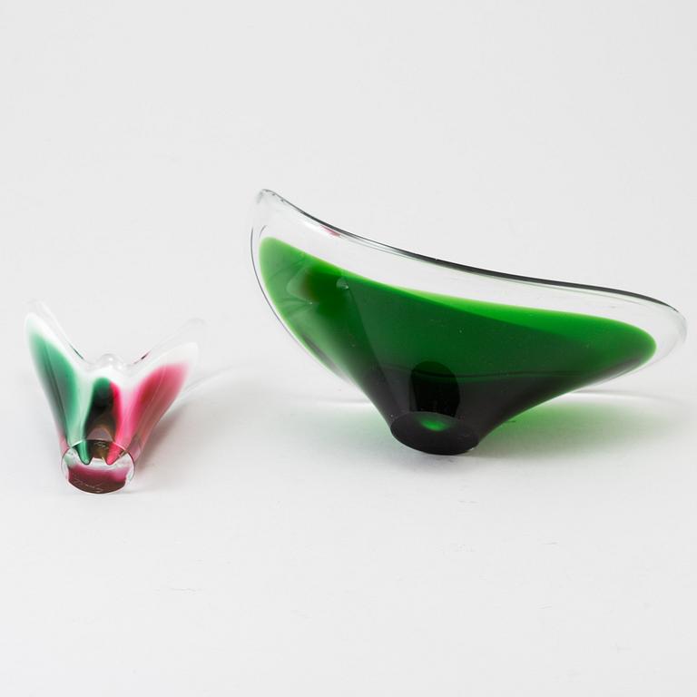 PAUL KEDELV, vase and bowl, "Coquille" Flygsfors.