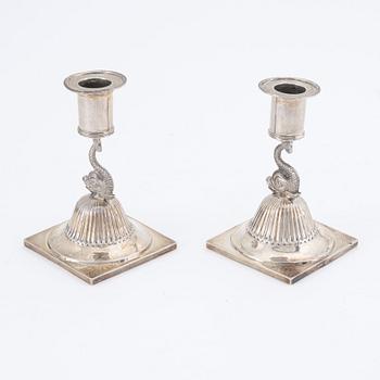 A pair of silver candle sticks by CM Ryberg Stockholm, 1815.