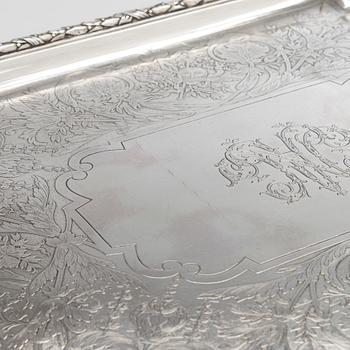 A French silver tray, maker's mark of Charles Mérite, before year 1892.
