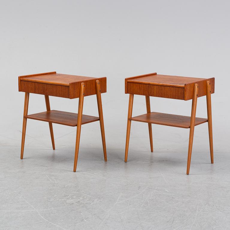Sängbord, ett par, teak, Carlström & Co, Bjärum, 1950/60-tal.