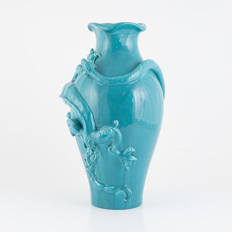 An Art Nouveau creamware floor vase, probably Swedish, early 20th century.