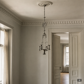 Ferdinand Boberg, a pewter chandelier, Santessons Tenngjuteri, Stockholm 1904.