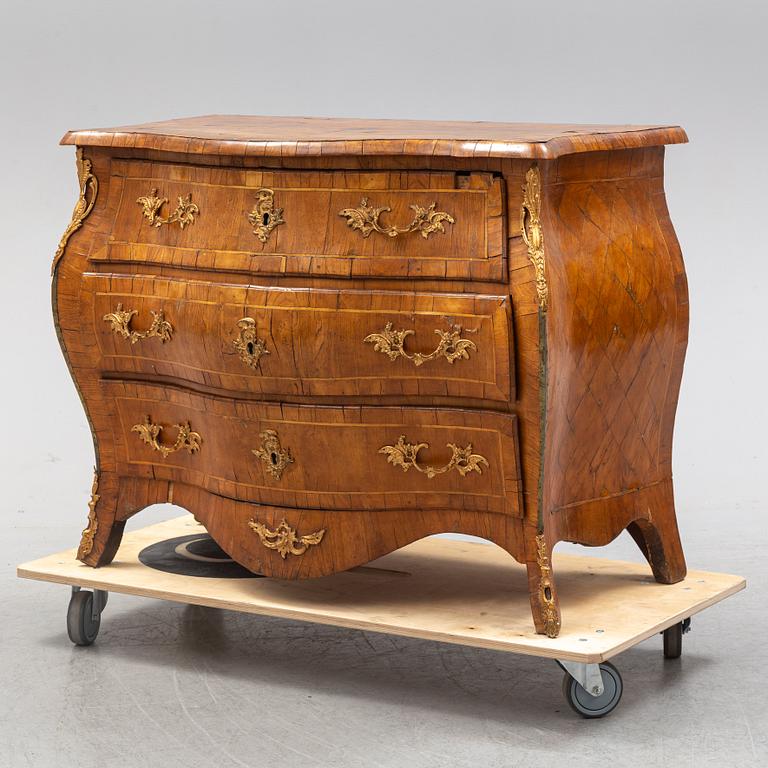 A Swedish Rococo chest of drawers, second half of the 18th century.