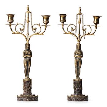 103. A pair of late Gustavian circa 1800 two-light candelabra.