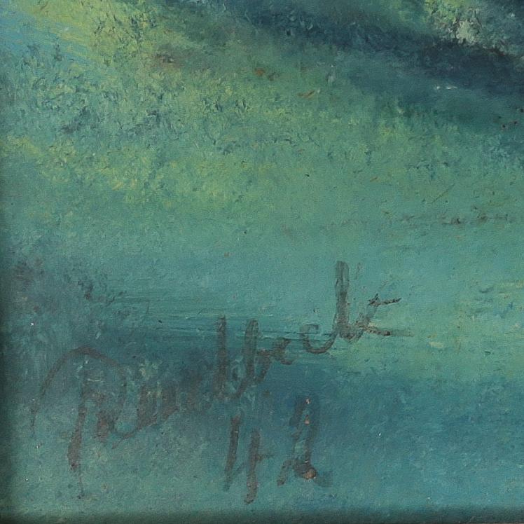 OKÄND KONSTNÄR, olja på pannå, signerad Rudbeck.