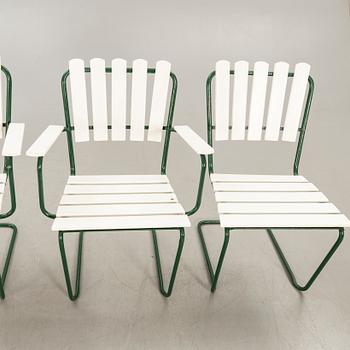 Garden group, 4 chairs, table, mid 1900s.