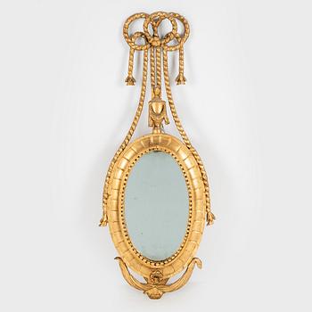 A Danish Louis XVI 'Liselund' giltwood girandole mirror, late 18th century.