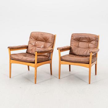 A pair of 1960/60s leather armchairs from G Möbler Nässjö.