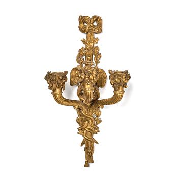 363. A French Louis XVI style gilt-bronze three-branch applique, mid 19th century.