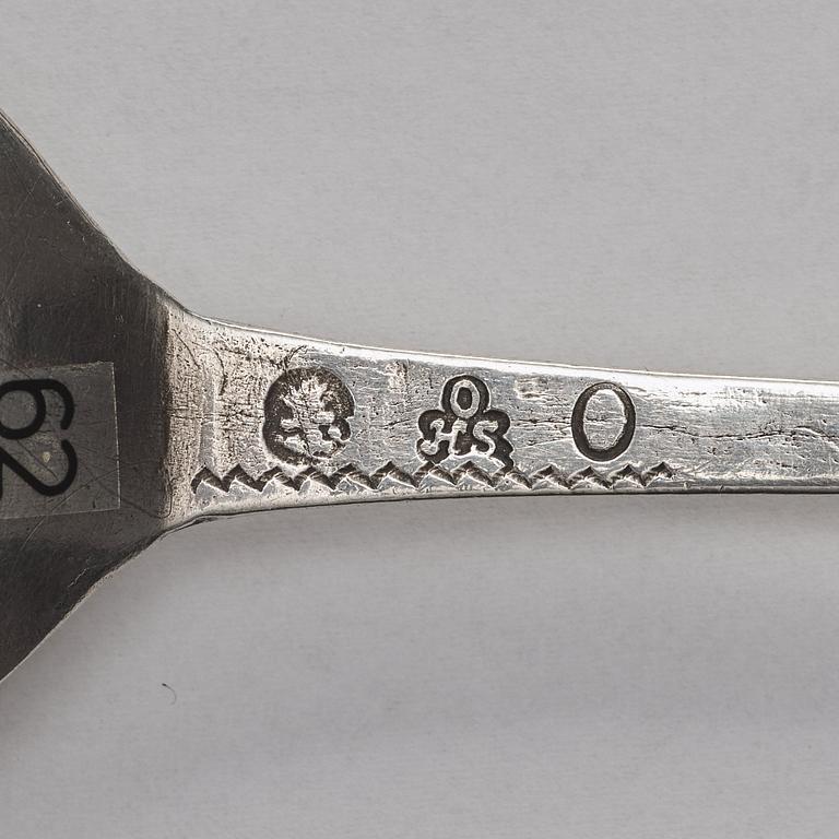 A Swedish 18th century parcel-gilt silver spoon, mark of Otto Henrik Sjöberg 1747.