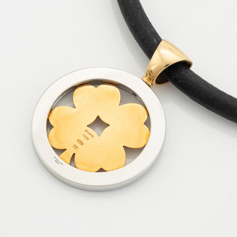 Bulgari, collier, 18K guld och stål, fyrklöver.