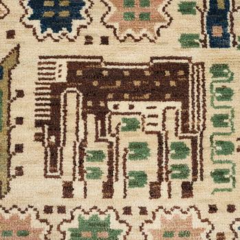 Märta Måås-Fjetterström, A CARPET, "Hästhagen", knotted pile, ca 246 x 165 cm, signed AB MMF.