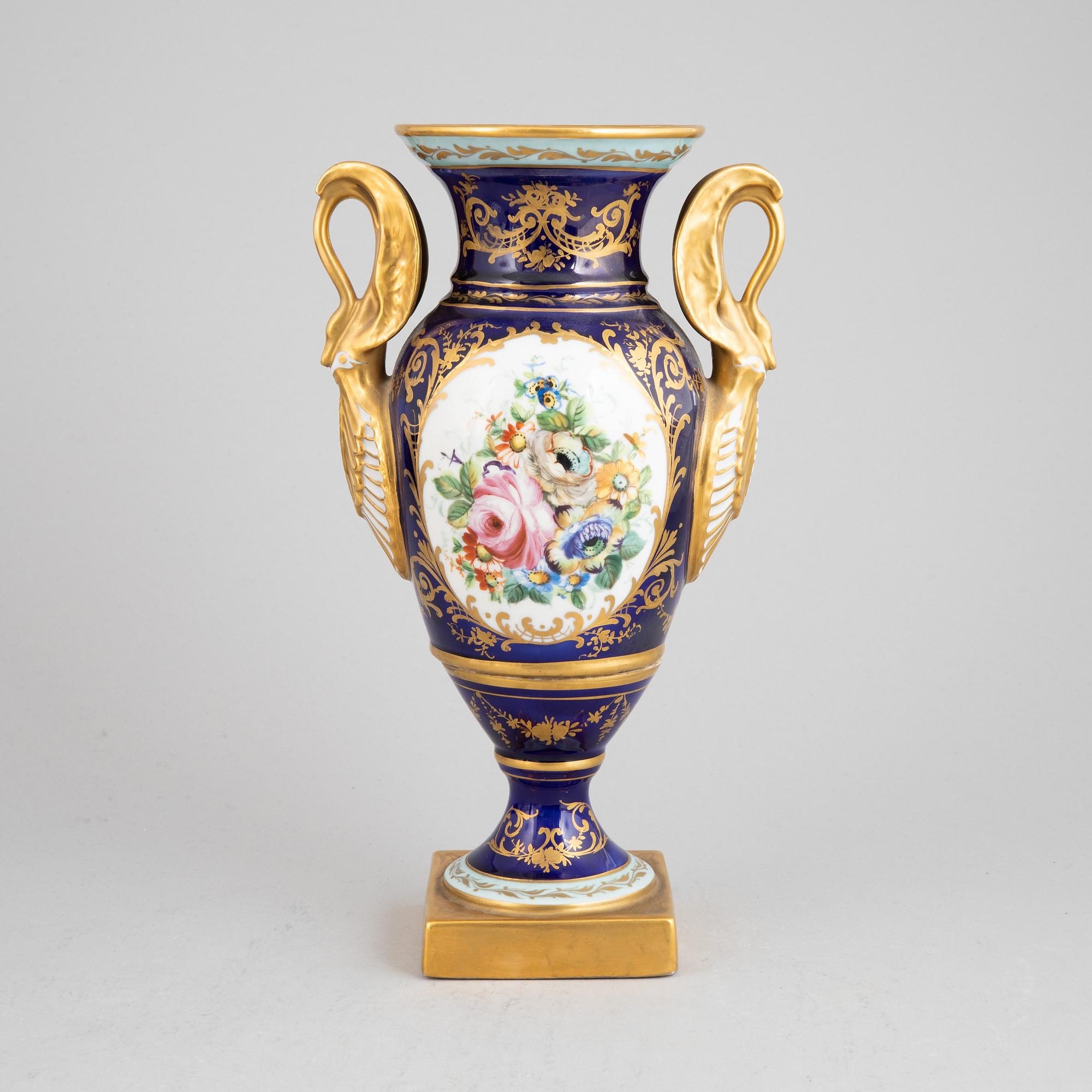 An Empire style porcelain urn decorated by Atelier Le Tallec, France, mid 20th century.