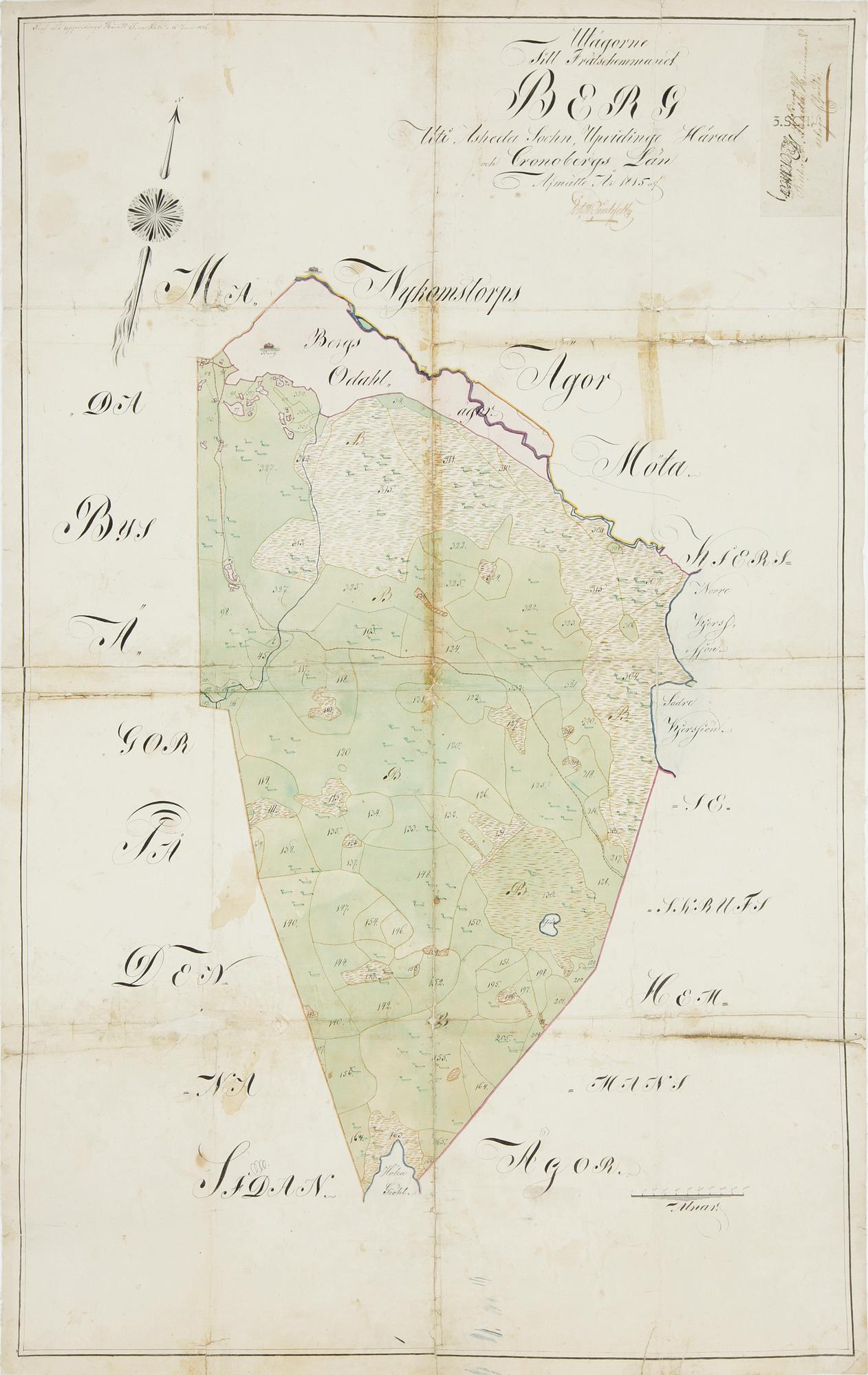 KARTA, handkolorerad, dat 1815.