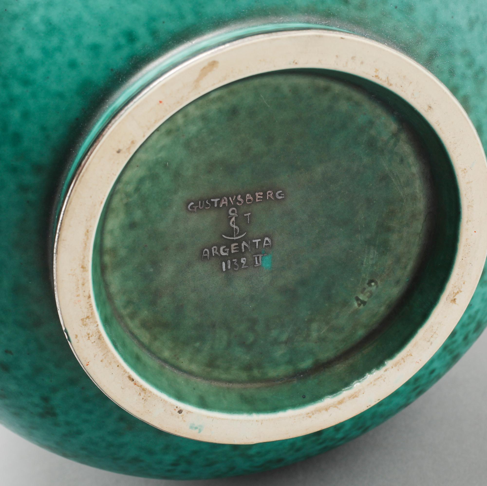 WILHELM KÅGE, vas, stengods, "Argenta", Gustavsberg, 1900-talets mitt.