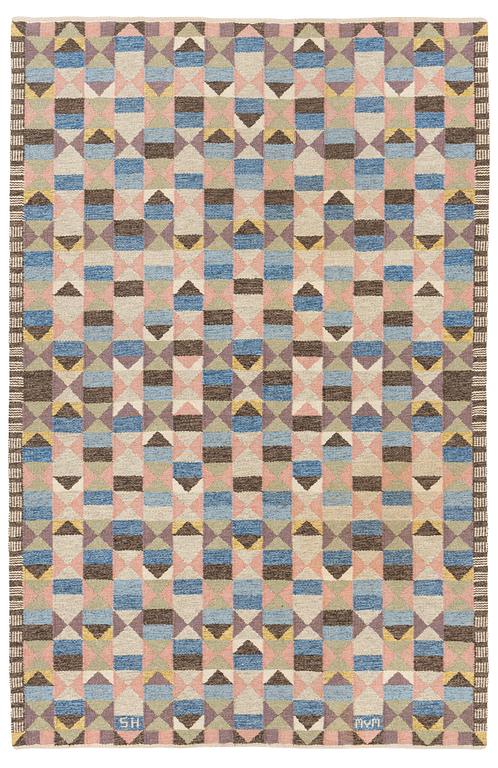 Marianne von Münchow, a carpet,"Lek med trekanter", tapestry weave, ca 248 x 160,5  cm, signed SH MVH.