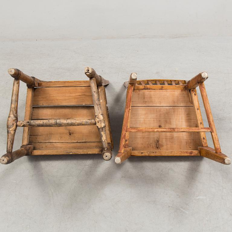 Two folk art, 18th/19th century chairs.