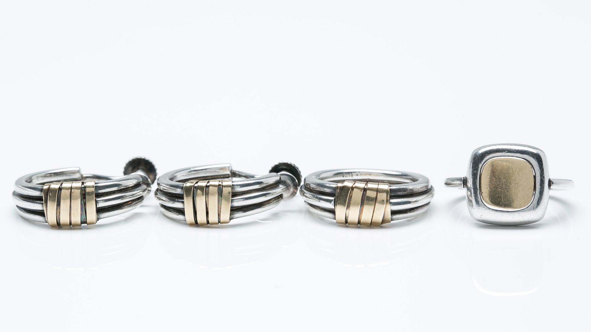 CARTIER, örhängen och ringar, 2st, 18K guld och sterlingsilver.