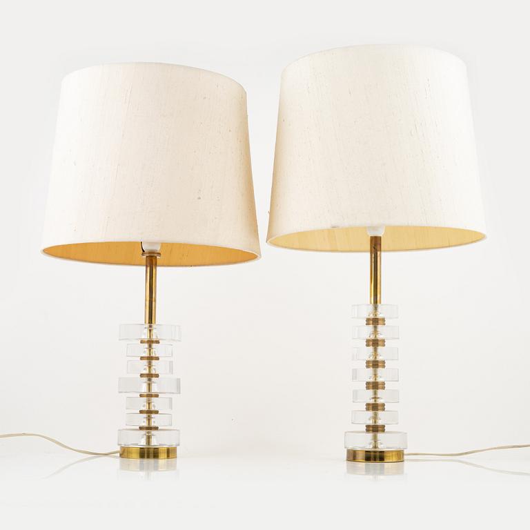 Carl Fagerlund, two table lights, Orrefors, 1960's/70's.