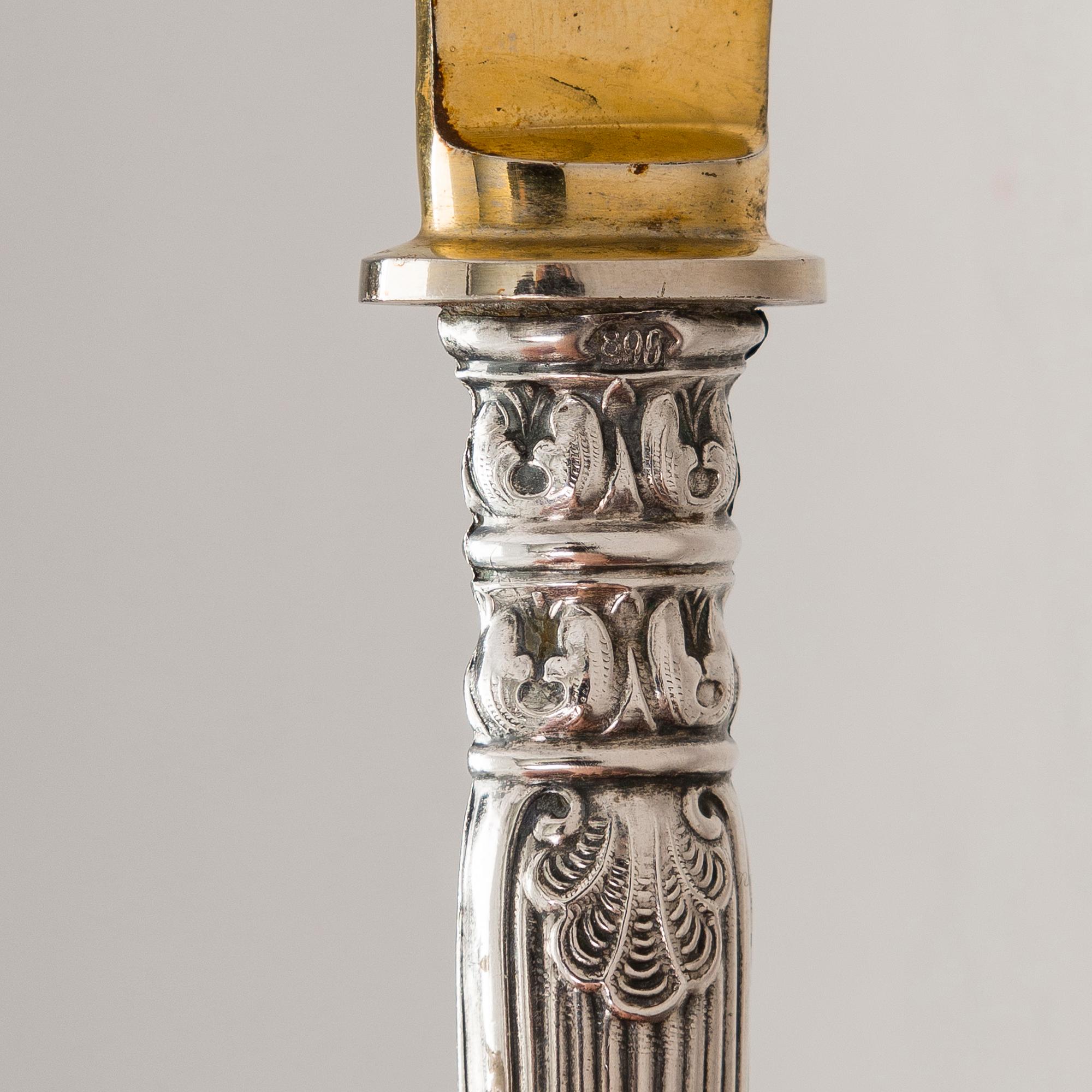 SERVERINGSBESTICK, 2 par, silver och förgyllt stål, Karl Hohmann, Pforzheim, Tyskland, 1920-30-tal.