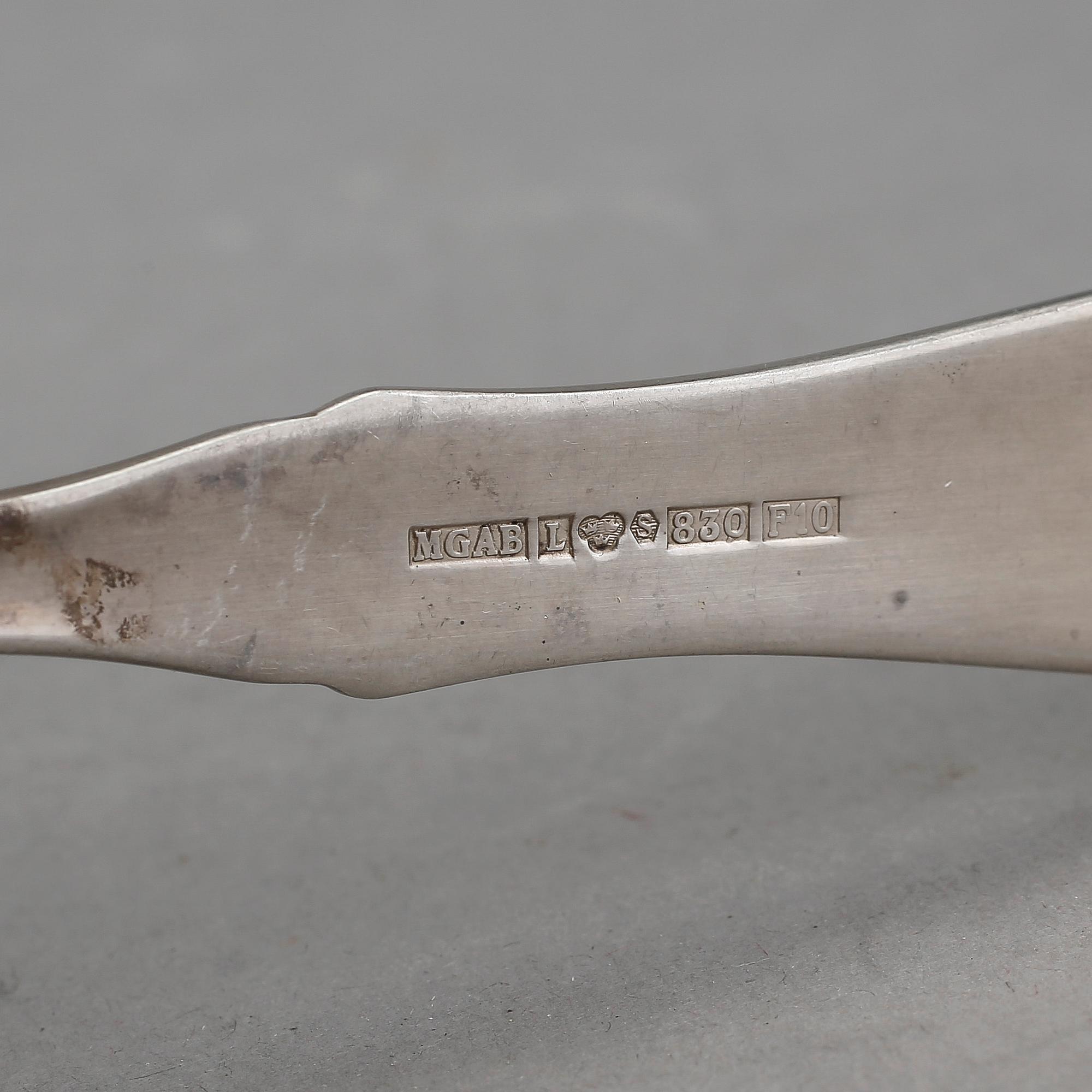 BESTICK, silver, 20 delar, silver, K G Markströms Guldsmeds AB, Uppsala, 1900-talets andra hälft. Totalvikt ca 760 g.