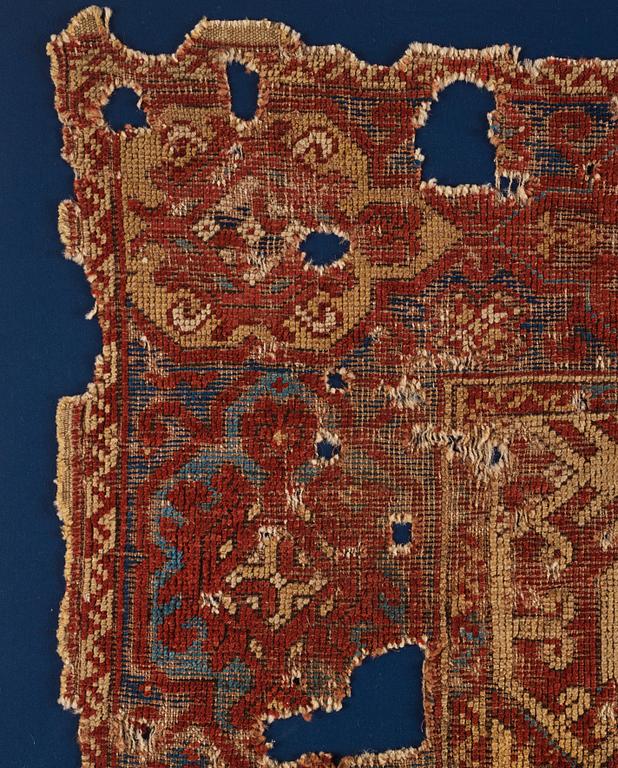 A west Anatolian "Lotto" rug fragment, 17th century, c. 142 x 115 (including frame 155 x 124 cm).