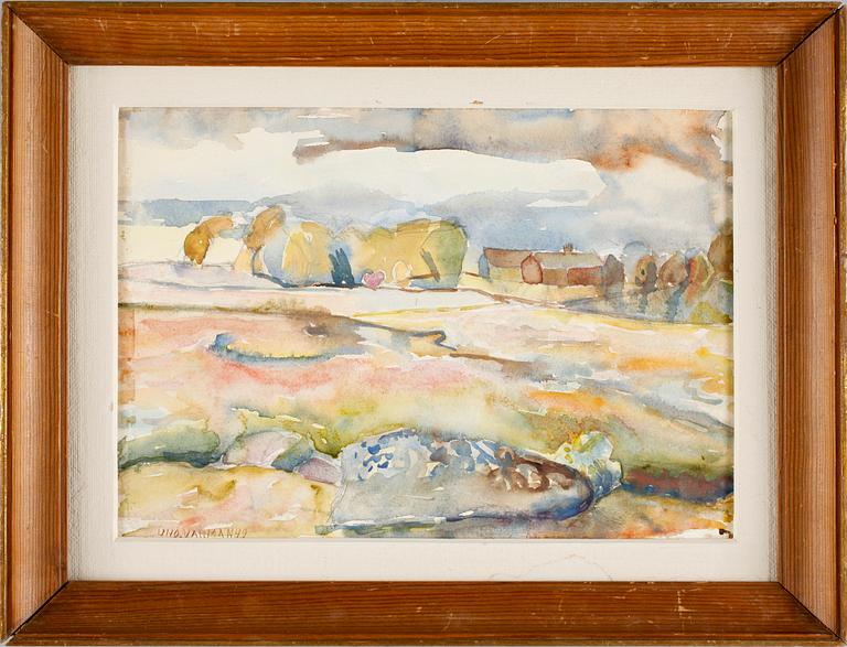 UNO VALLMAN, akvarell på papper. Sign och dat -49.