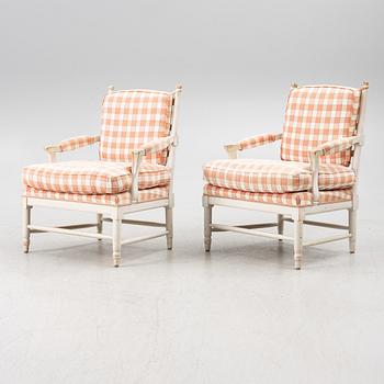 Karmstolar, ett par, gustaviansk stil, sk Gripsholmsfåtöljer. 1900-tal.