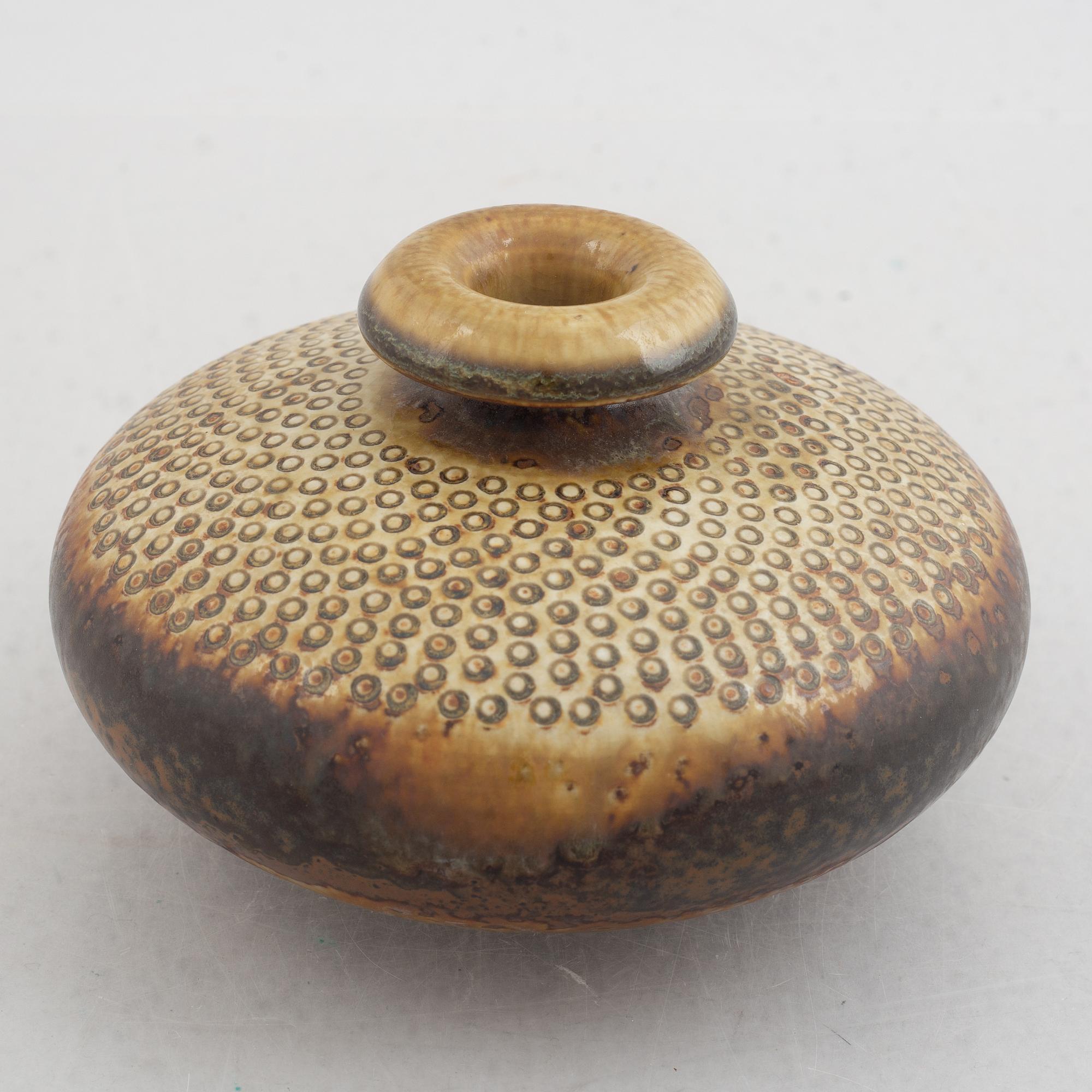 Stig Lindberg, a stoneware vase, Gustavsbergs studio 1964.
