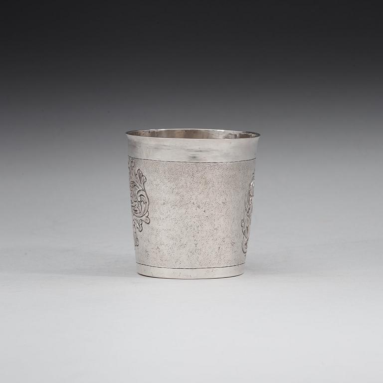 A Danish 18th century silver beaker, marks of Christian Lübecker (Flensborg 1702-1739).