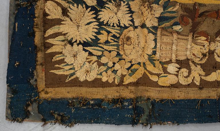 Vävd tapet, "Verdure", gobelängteknik, "entre-fenêtre", ca 314 x 109, cm, Aubusson omkring 1700-1700-talets förra hälft.