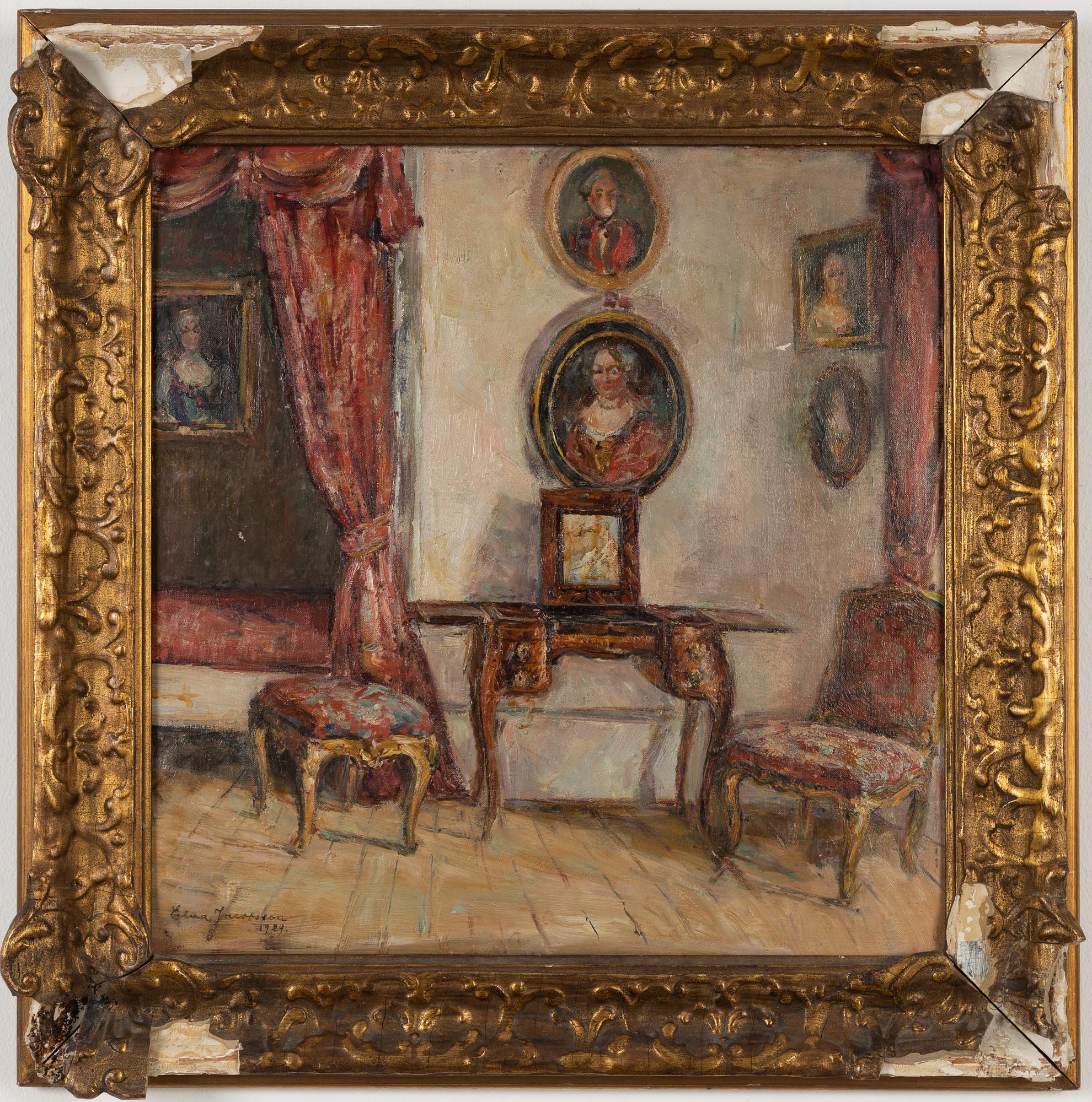 Elna Jacobsson, oil on panel, signed and dated 1929.