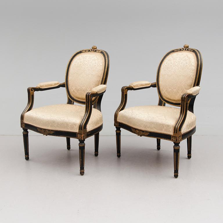KARMSTOLAR, 1 par, gustaviansk stil, 1800-talets andra hälft.