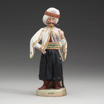 A Russian biscuit figure of a Kurdish warrior , Gardner, Verbilki Dmitrov gub (1891-1917).