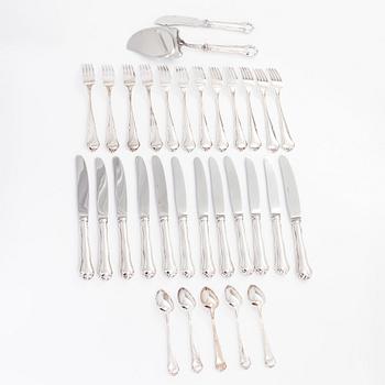 A 31-piece 'Chippendale' silver cutlery set, Finland, Hämeenlinna 1973 and Turku 1981-1986.