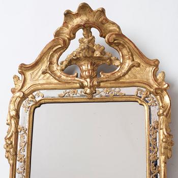 A Swedish Rococo 18th century mirror by Nils Meunier (master in Stockholm 1754-1797).