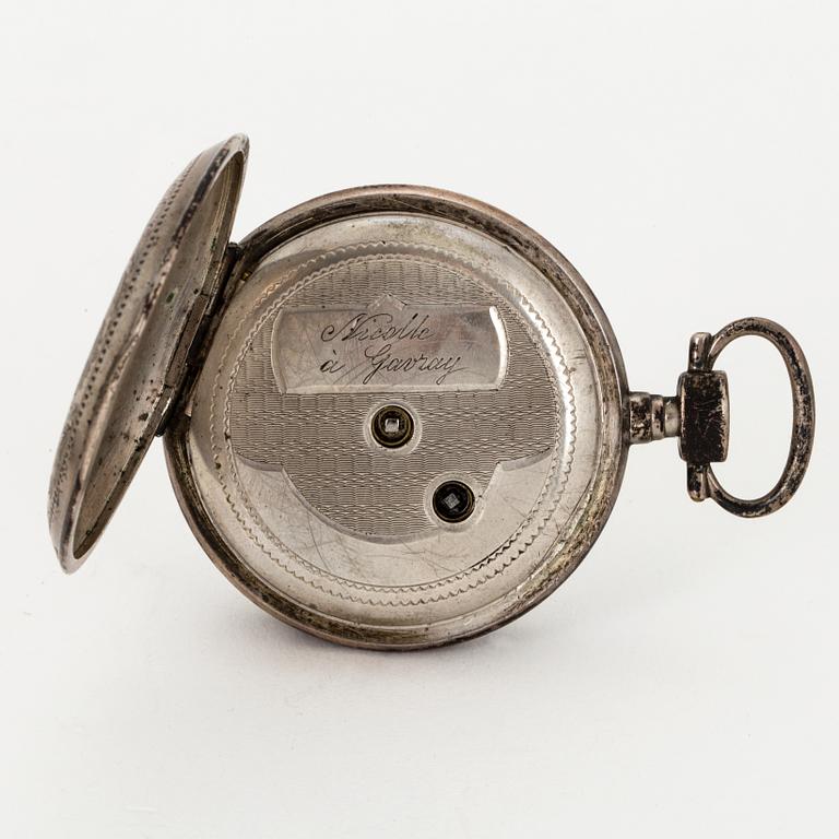 TWO POCKET WATCHES WITH STANDS.