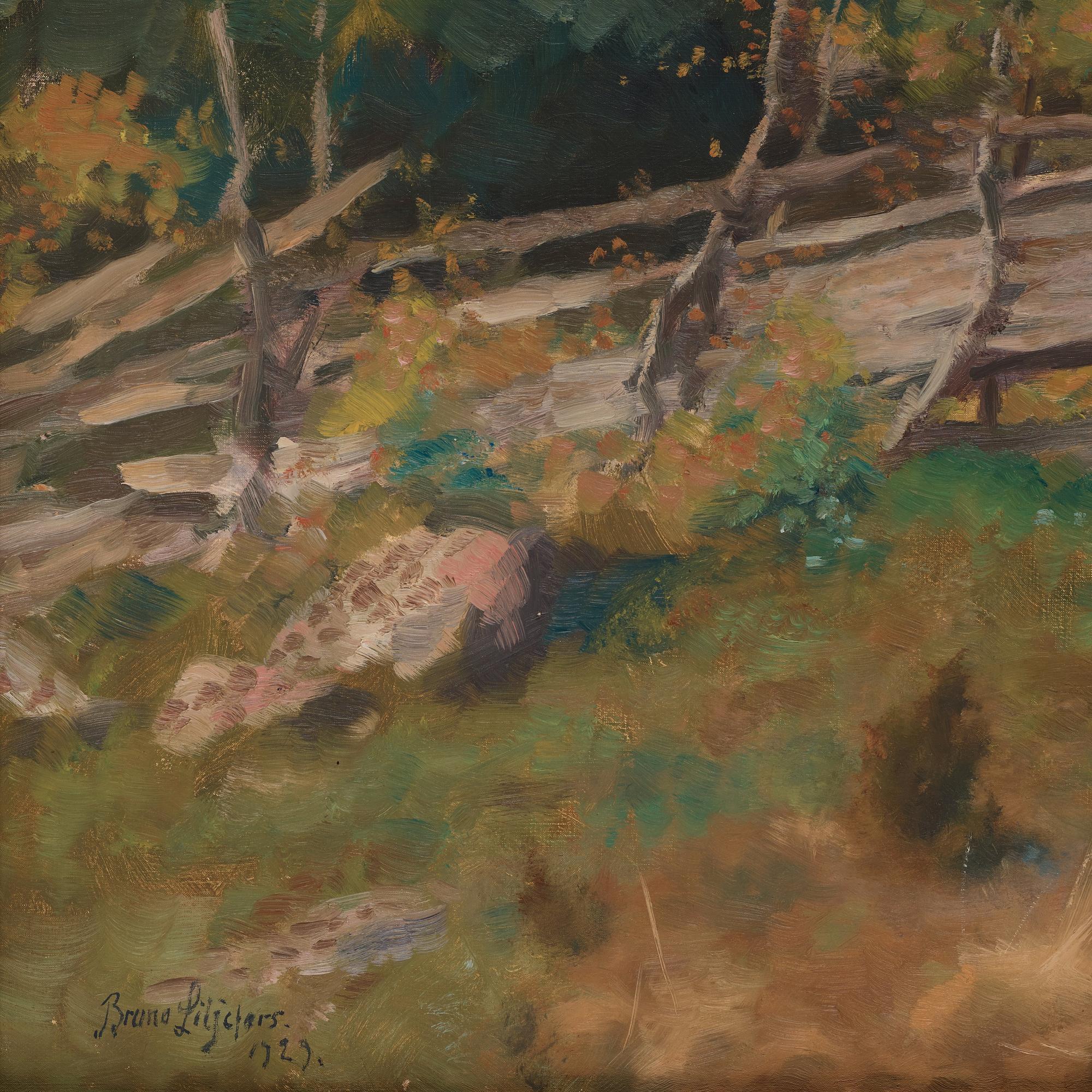 Bruno Liljefors, "Sommarlandskap med räv i gärdsgård".