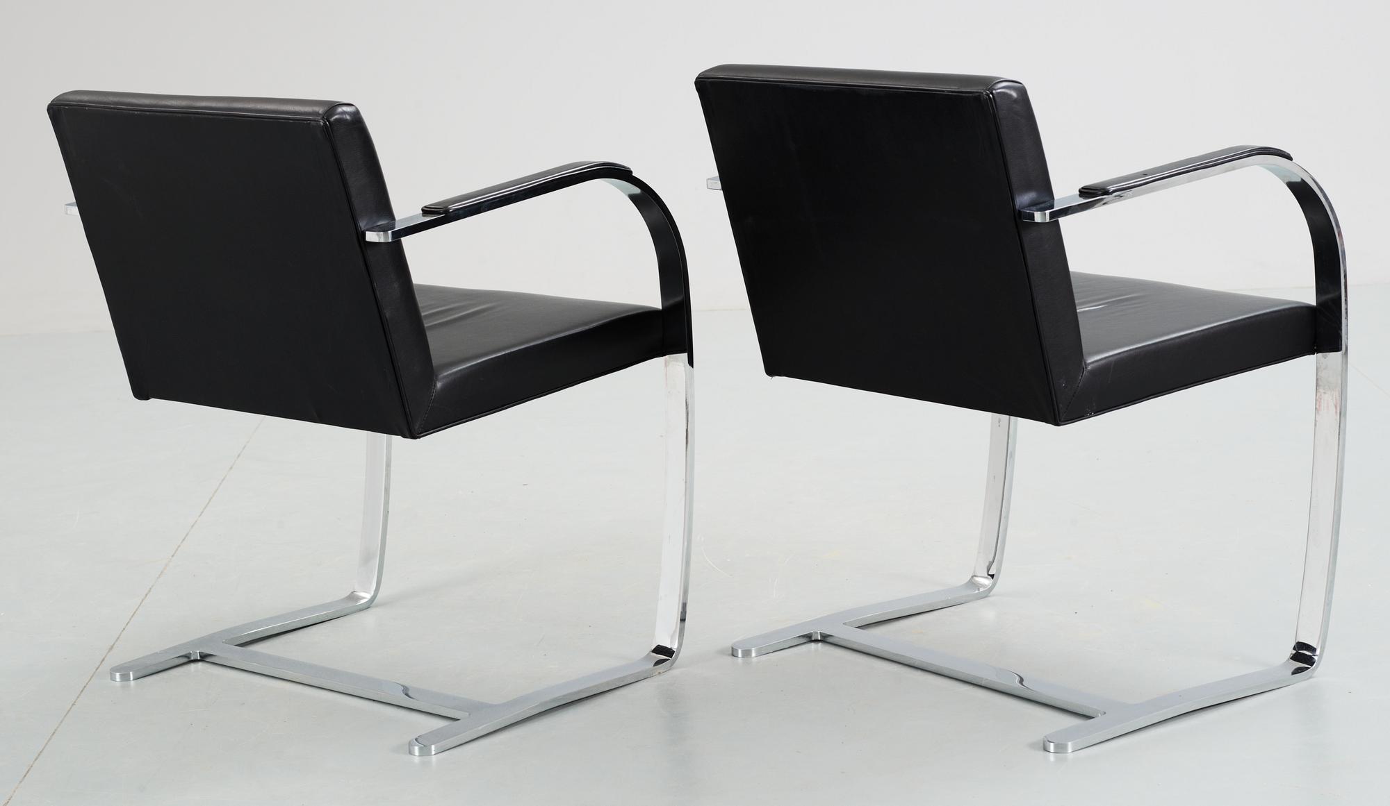 LUDWIG MIES VAN DER ROHE, karmstolar, ett par, "Brno", Knoll International, USA.