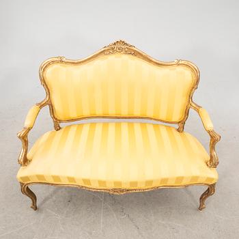A gilded fice pcs Rococo style sofa suit first half of the 20th century.