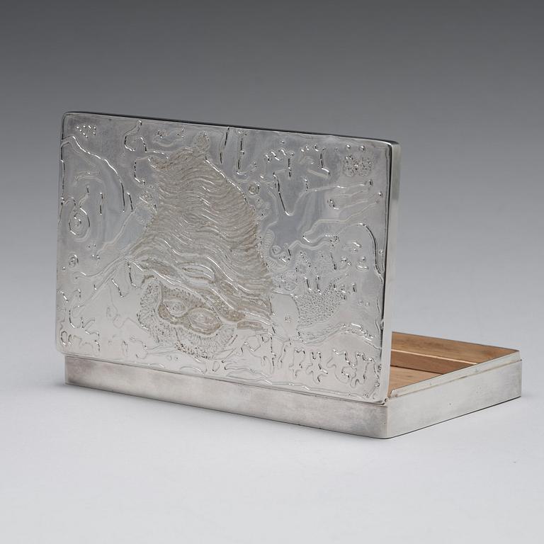 Olle Ohlsson, a sterling silver cigarette box, Stockholm 1974.