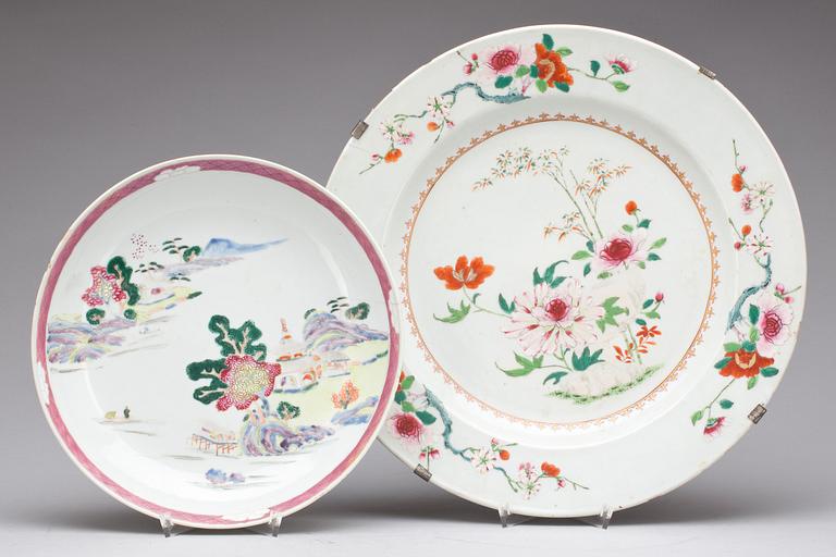 FAT samt SKÅLFAT, porslin. Kina, Qianlong (1735-95).
