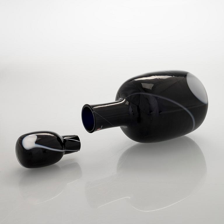 Timo Sarpaneva, a 'Blues' glass carafe, signed Timo Sarpaneva 5/1986.