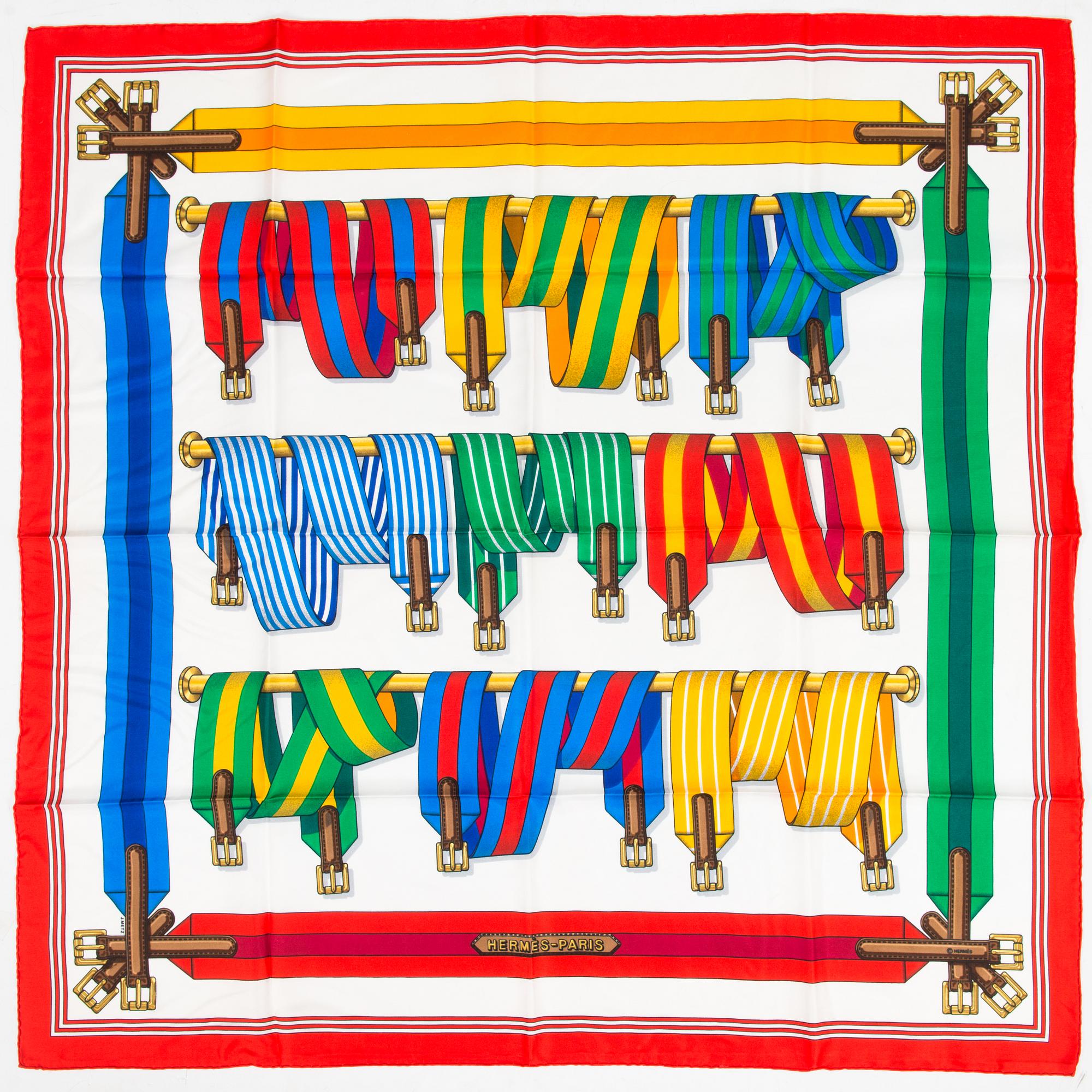 Hermès, A 'Sangles' silk scarf.