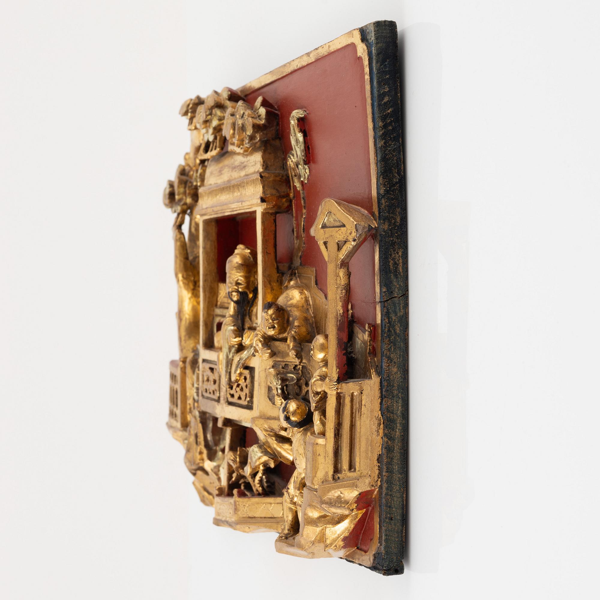 A wooden relief, China, Qing dynasty, 19th century.
