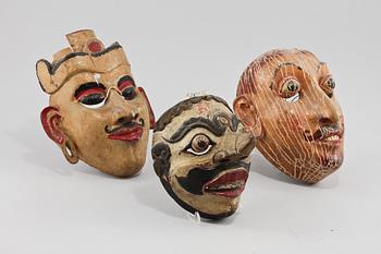 MASKER, 3 st, orientaliska, 1900-tal.