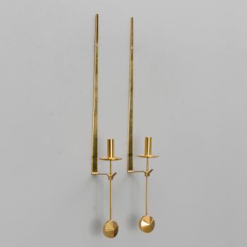 A pair of Skultuna brass sconces, Sweden.