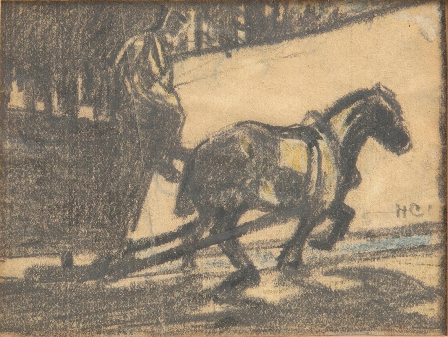 Hugo Carlberg, teckning och blandteknik, signerade.