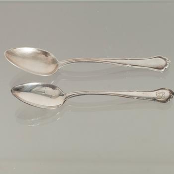 TE- OCH KAFFESKEDAR, 6+6 st, silver, Chippendale, Tavastehus 1953-1968. Vikt ca 188 g.