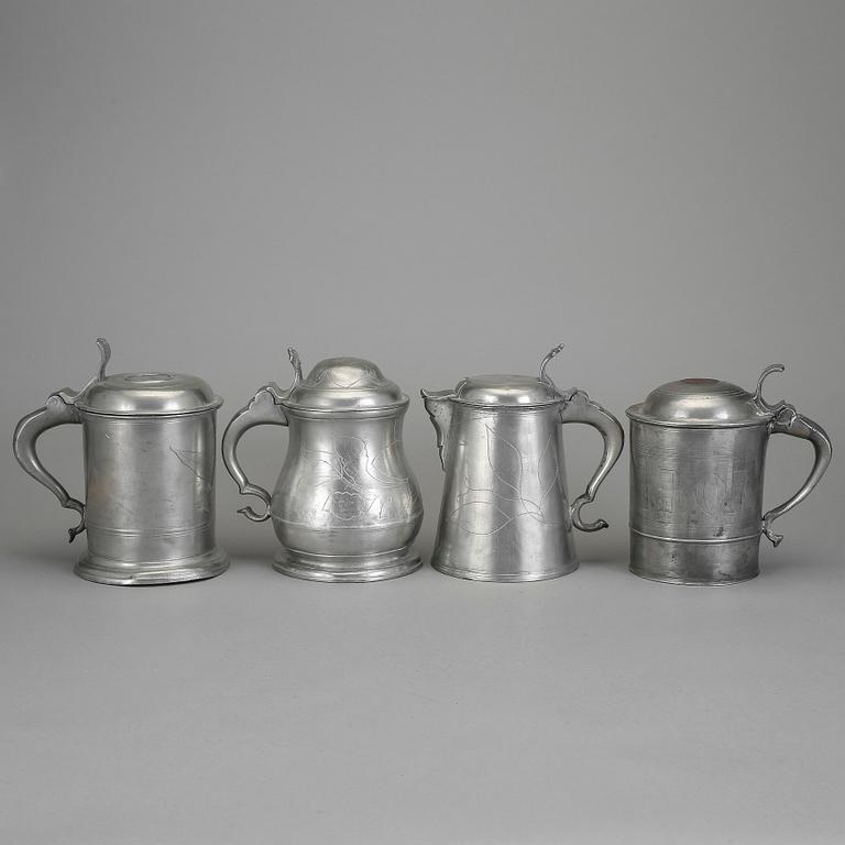 STOP, 4 stycken, tenn, bla Nicklas Anström, Växjö, (1817-1844).